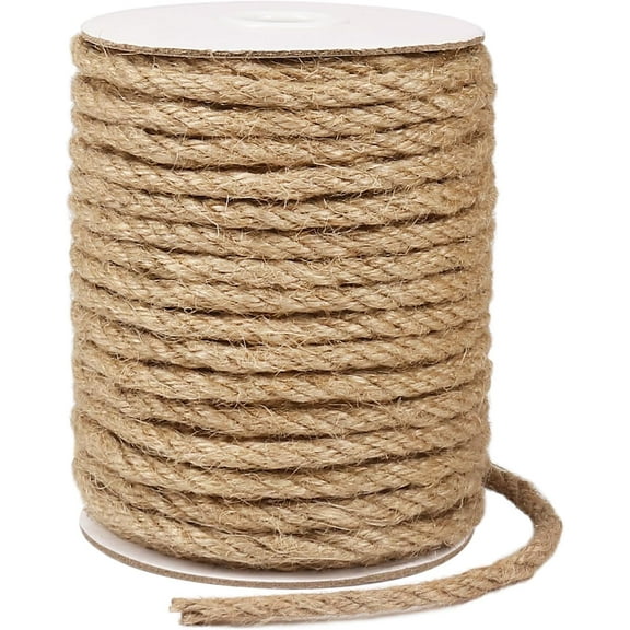 5mm Jute Rope, 66 Feet 4Ply Twisted Thick Twine Rope for Gardening, Crafting, Recycling, Cat Scratching Post, Farmhouse Decor.