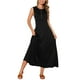thumbnail image 1 of Vestidos sin mangas Inspire Chic para mujer, con botones, corte acampanado, estilo casual, largos, para verano, color negro, 1 of 6