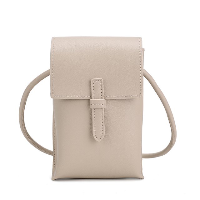 Bolso inclinado de cuero suave retro de hombro casual para mujer bolso vertical para teléfono móvil de PU