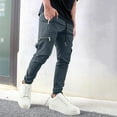thumbnail image 2 of Elastic Waist Pants Men High Waist Drawstring pants Straight Athletic Trousers pockets Pantalones para Hombres, 2 of 7