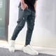 thumbnail image 1 of Pantalones largos para hombre, moda informal, lisos, con bolsillos, cintura con cordón, rectos, de poliéster, 1 of 6
