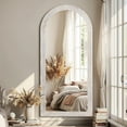 thumbnail image 2 of BEAUTYPEAK 71"x30"Wooden Arched Full Length Mirror with Stand,White, 2 of 5