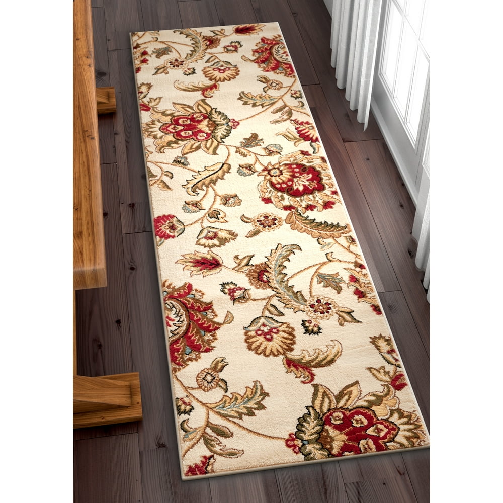 Well Woven Barclay Ashley Oriental Modern Floral Ivory 2'3" x 7'3" Runner Rug