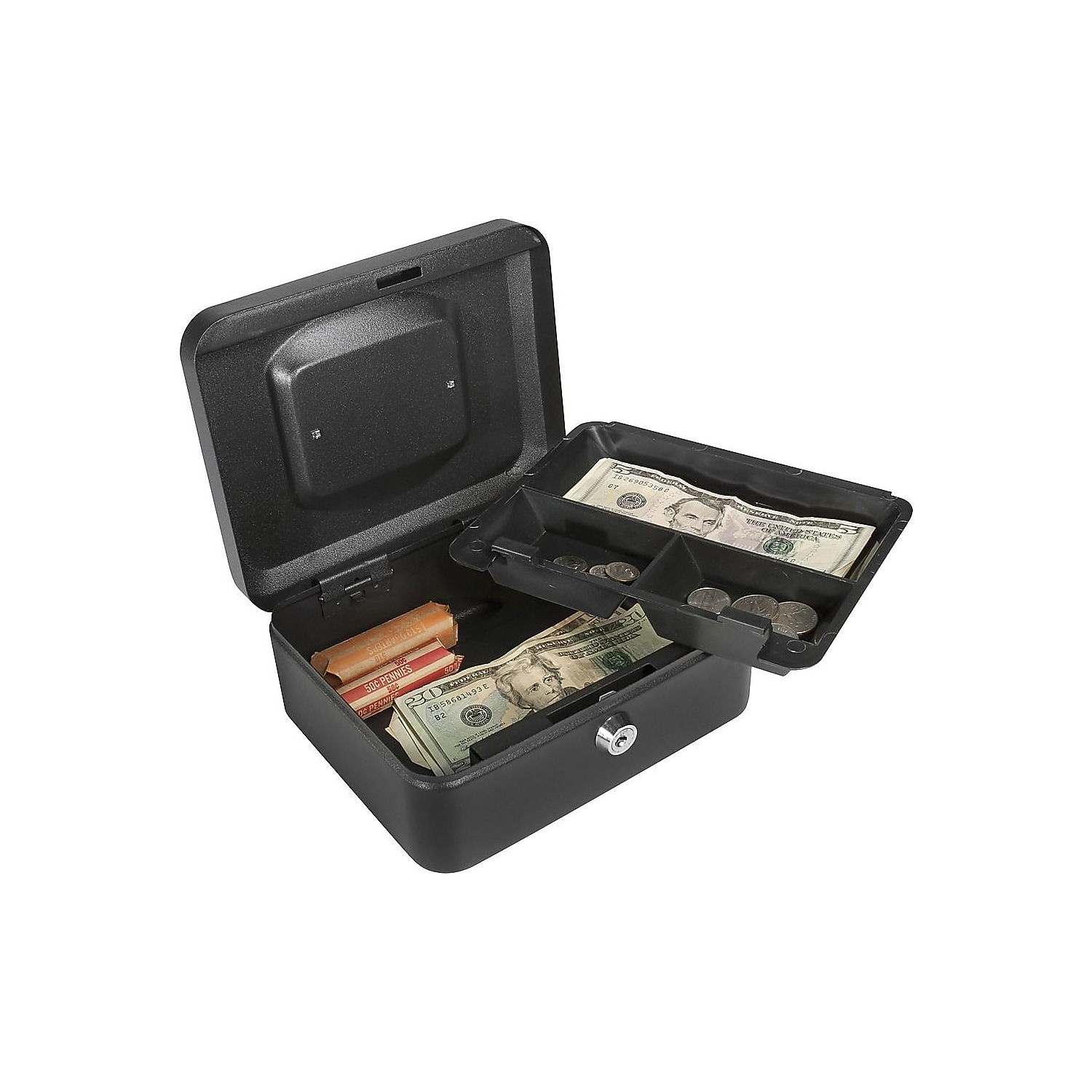 Barska Small Key Lock Cash Box 3 Compartments Black CB11830