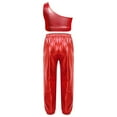 thumbnail image 2 of Alvivi Girls Hip Hop Dance Outfits Tiered Ruffle Crop Top with Pants Set Stage Performance Costume Red 16, 2 of 5