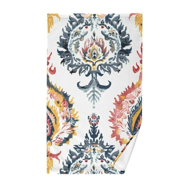 Bath Towels Cotton Face Towel Soft Absorbent Quick Dry for Bathroom 16"x28" Paisley Embroidery Floral Flower