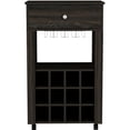 thumbnail image 2 of Brown Particle Board Bar Cart with Wine and Glass Racks / Drawer for Organizing, 2 of 4