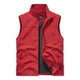 thumbnail image 4 of Mens Big & Tall Lightweight Full Zip Stand Collar Golf Vest, Multi Zipper Pockets Sleeveless Casual Outdoor Hiking Fishing Travel Waistcoat Jacket Size M-5XL Red, 4 of 9