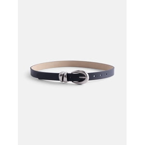 Scenario Women's Double Loop Faux Leather Belt, Black
