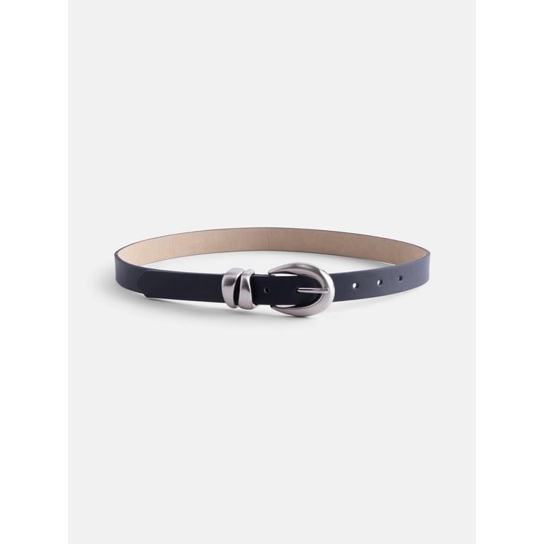 Scenario Women's Double Loop Faux Leather Belt, Black photo 1