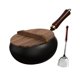 thumbnail image 4 of Sartén Wok de Hierro Diseño Profundo Utensilios de Cocina Multiusos Sin Revestimiento con Tapa de Madera para Cocinar , Guisar Carne y 26 centímetros, 4 of 8