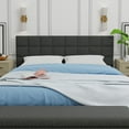 thumbnail image 2 of Varia 20" Tall Panel Upholstered Headboard, 3-Row Square Tufting, Queen Size, Dark Grey, 2 of 8