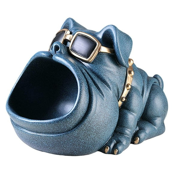 Caja de almacenamiento de llaves con forma de estatua de perro, dulcero, organizador de pendientes y joyas. Azul