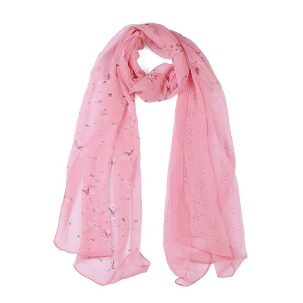 INSPIRAR CHIC Bufanda de Mujer Chiffon Protector Solar Traje de Baño Larga Chal Floral Rosa