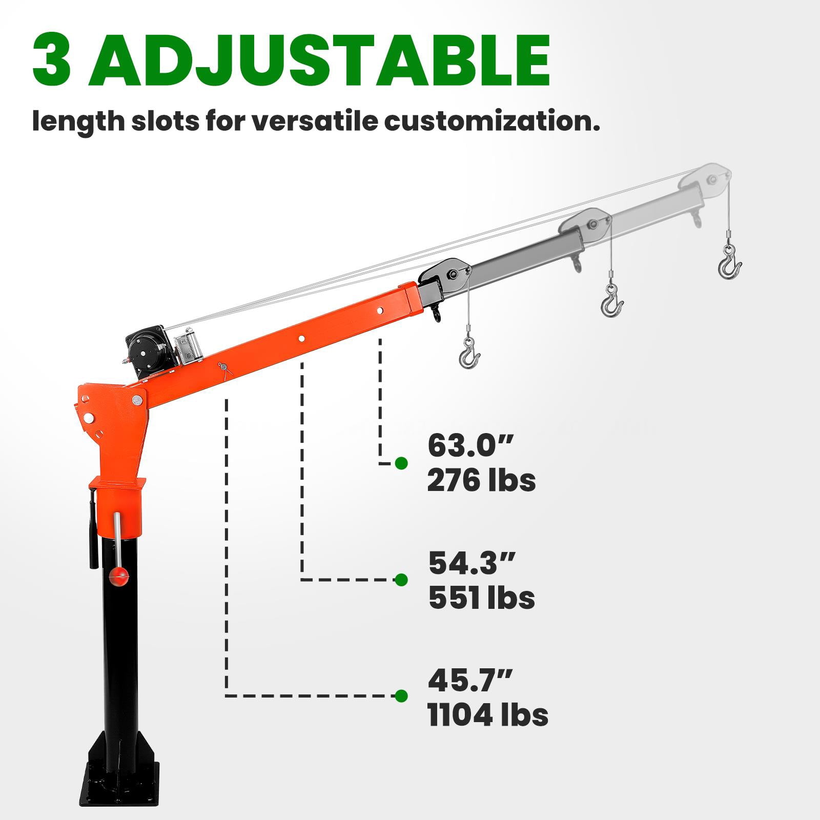12V 2000LBS Electric Pickup Truck Crane Hoist, 360° Swivel Extendable Arm Heavy Duty Lifting Crane with 1100LBS Load Capacity for Engine, ATV, Boat and Cargo Lifting