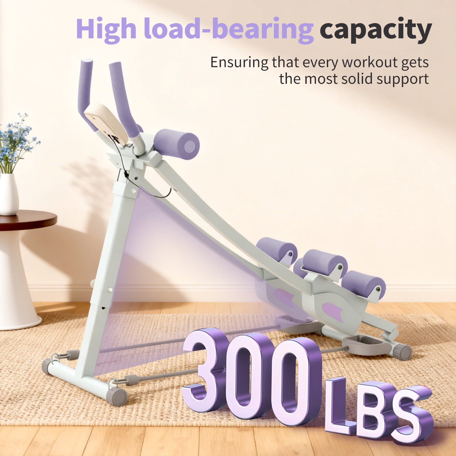Foldable Ab Machine, 440lb Capacity Home Gym Fitness Ab Trainer Dual-track for Effective Core Workouts, Ab Cruncher Fitness Trainer
