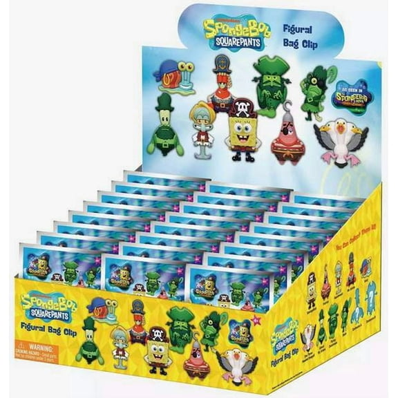 Nickelodeon 3D Figural Foam Bag Clip Spongebob Squarepants Movie Series 1 Mystery Box (24 Packs)