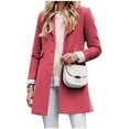 thumbnail image 3 of YDFCWXW Women's Winter Wool Blend Pea Coat Single Breasted Lapel Collar Casual Trench Coat Work Business Outerwear (Red, XL), 3 of 7