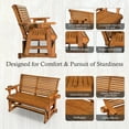 thumbnail image 4 of Fortune Candy Outdoor Wood Glider with High Roll Back and Cup Holders, Heavy Duty 800 lbs, Teak Tone, 4 of 9
