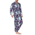 thumbnail image 2 of Fotbe Purple Marble Texture Pattern Long Sleeve Pajama Set for Men,Sleepwear Set,2-piece Loungewear Set,Soft PJs Comfy Nightwear with Pockets-XX-Large, 2 of 7