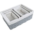 thumbnail image 2 of Nesting Basket - 5-Piece Utility Storage Baskets, Light Gray Wicker Decorative Organizing Baskets, Baskets Shelves for Kitchen, Bathroom Bedroom - 2 Small, 2 Medium, 1 Large, 2 of 6