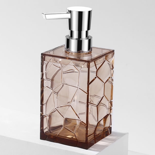 de jabón para platos recargable de 320 ml, de bomba de jabón líquido transparente práctica, para cocina, hogar, Marrón perfecl Dispensador de jabón