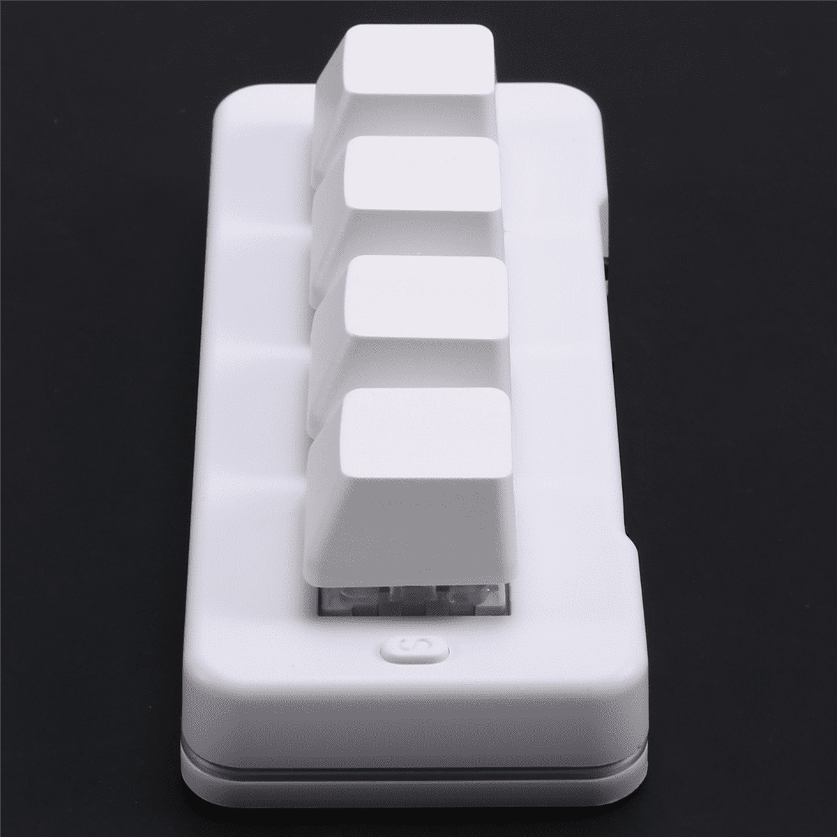 MK424G 4-Key Mini Customized Keyboard with Mechanical Blue Switch 2.4G+Usb Connection for Office Game Multimedia White,1 x Mini keyboard,White