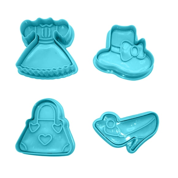 Fiudx Cortadores de Fondant con Émbolo, Diseño de Zapatito de Bebé, Material Seguro y No Tóxico, Ideal para Galletas, Decoración de Pasteles y Manualidades, Fácil de Limpiar, Juego de 4 Piezas.