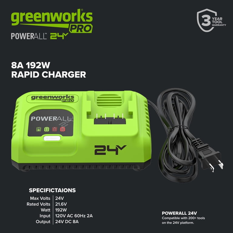Greenworks Pro PowerAll 24V 8AH 192W Rapid Charger, CA208UAA1