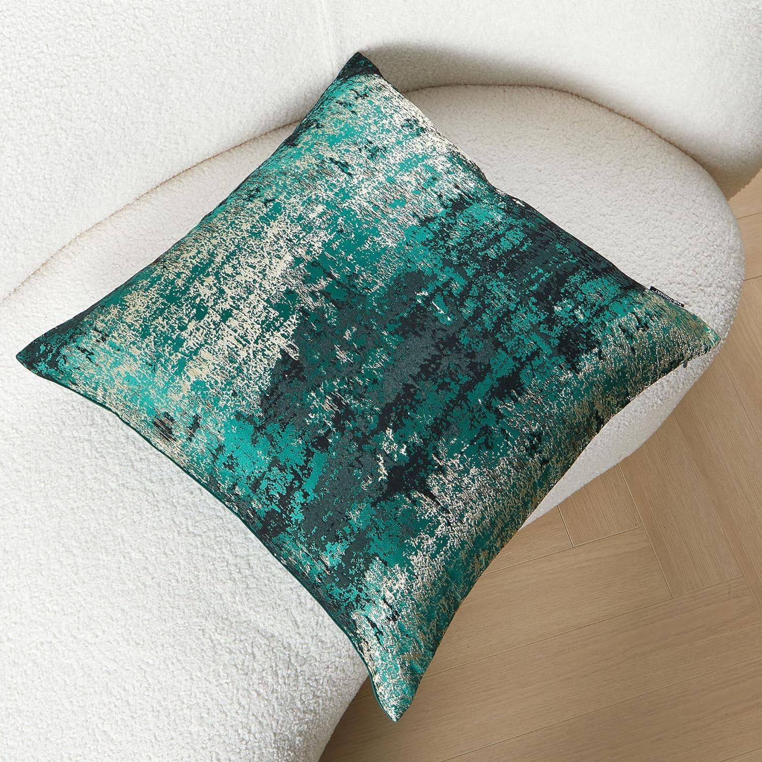 Sparkling Decorative Throw Pillow Covers Soft Green Gold Glitter Square Cushion Cover Pillowcase for Couch Bed and Chair Green Gold 20" x 20"