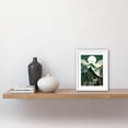 thumbnail image 2 of Full Moon Over Mountain Forest Linocut Mid Century Sage Green Moonlit Landscape Artwork Framed Wall Art Print 9X7 Inch, 2 of 5