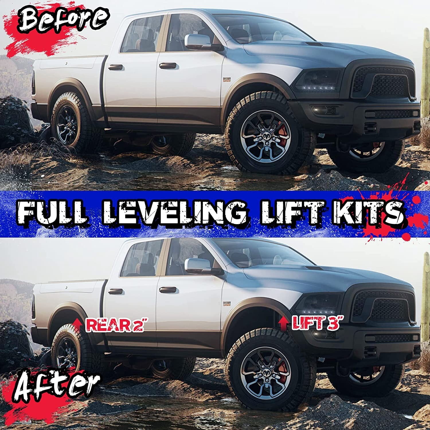 3" Front +2" RearLift Kit Leveling Kit For 2009-2024 Dodge Ram 1500 2WD 4WD