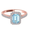 thumbnail image 2 of Aonejewelry 2.15 Ct. Ttw Diamond and Emerald Shaped Aqumarine Ring in 10K Rose Gold, 2 of 4