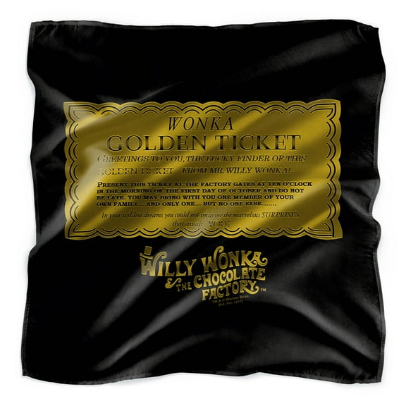 Willy Wonka and the Chocolate Factory the Golden Ticket Bandana (21 in x 21 in)