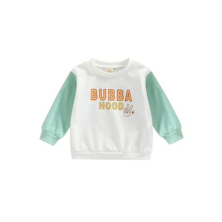 

Calsunbaby Kids Toddler Boys Girls Sweatshirt Round Neck Contrast Color Letter Pattern Tops Long Sleeve Pullover Shirt White 12-18 Months