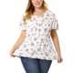 thumbnail image 2 of Women's Plus Size Top Floral Pintuck Half Placket Elastic Waist Flare Sleeve Peasant Shirt White 3X, 2 of 7