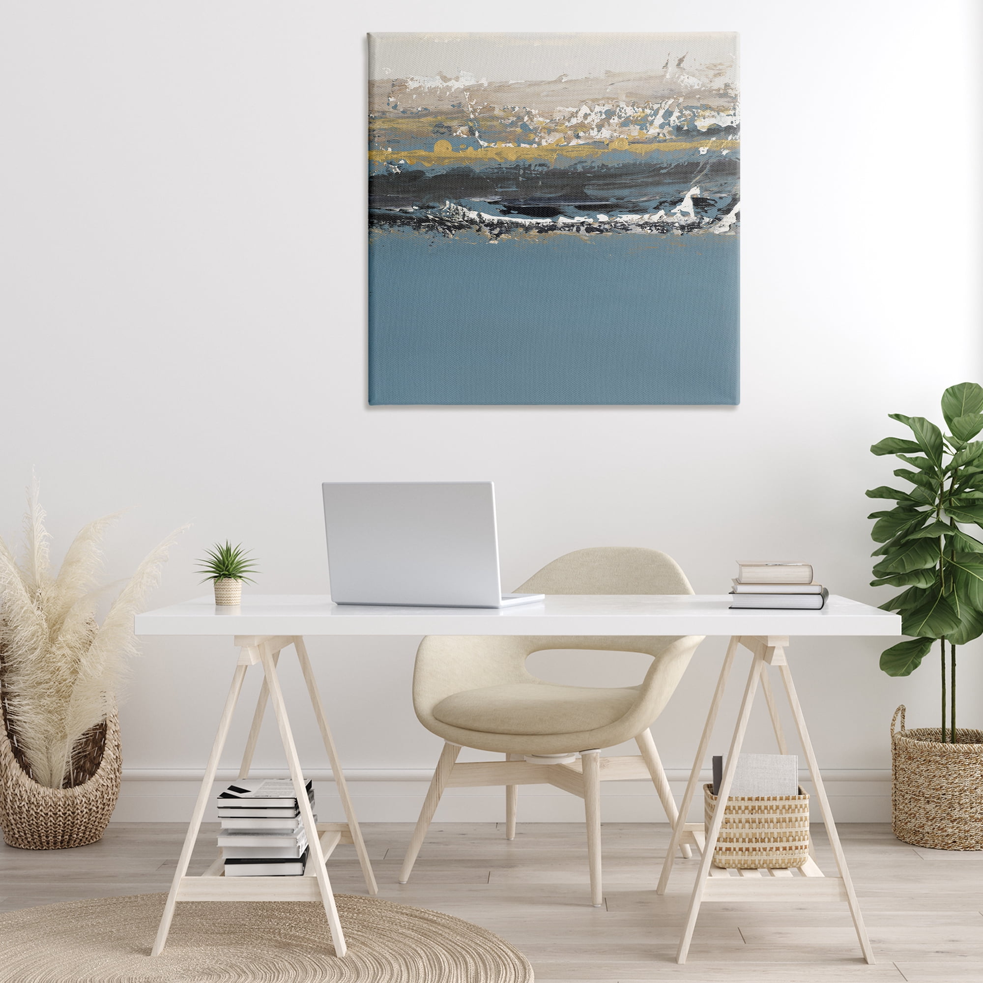 Stupell Industries Paint Streaked Abstraction Abstract Painting Gallery Wrapped Canvas Art Print Wall Art, 36 x 36