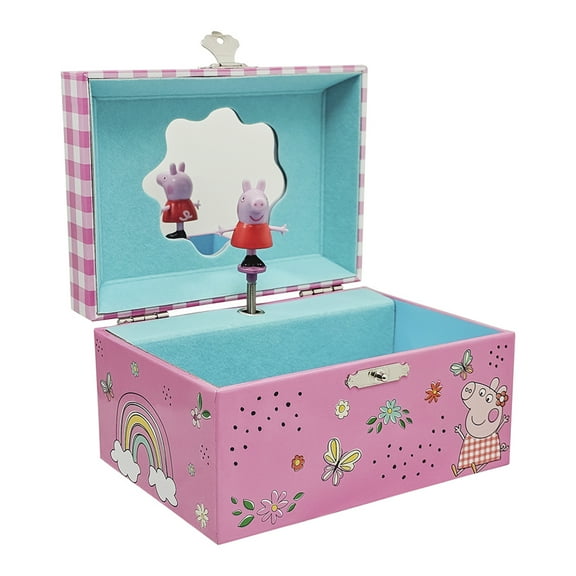 Peppa Pig Jewelry Box for Girls – Mini Treasures Storage Case with Drawer and Mirror – Pink Kids Keepsake Organizer