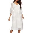 thumbnail image 4 of Women's Plus Size Dress Mesh Short Sleeve V Neck Cocktail A Line Dresses Beige L, 4 of 6