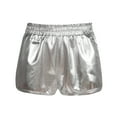 thumbnail image 4 of Audhol Metallic Shorts for Women Fashion Women Quick Drying Casual Solid Shorts Pants Mardi Gras Shorts Silver S, 4 of 9