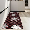 thumbnail image 4 of Red and Black Checkered Christmas Snowflake Pattern Kitchen Rug Mat,Kitchen Runner Rugs Non Skid Washable,Decorative Kitchen Floor Mats for Kitchen,Sink,Laundry,17"X47", 4 of 5