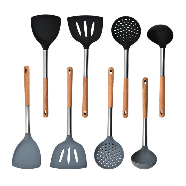 4 Pack Silicone Utensils Set, Non Stick Solid Spatulas, Heat Resistant  Black Slotted Spoons with Stainless Steel Handle, BPA Free Cooking Turner  for Stir-Fry, Frying, Mixing, Serving,Draining,Turning - Yahoo Shopping