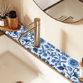 thumbnail image 2 of Yayeee Faucet Mat for Kitchen Sink 14.7" Diatomite Long Splash Guard Pad, Blue Floral Pattern, 2 Pack, 2 of 7