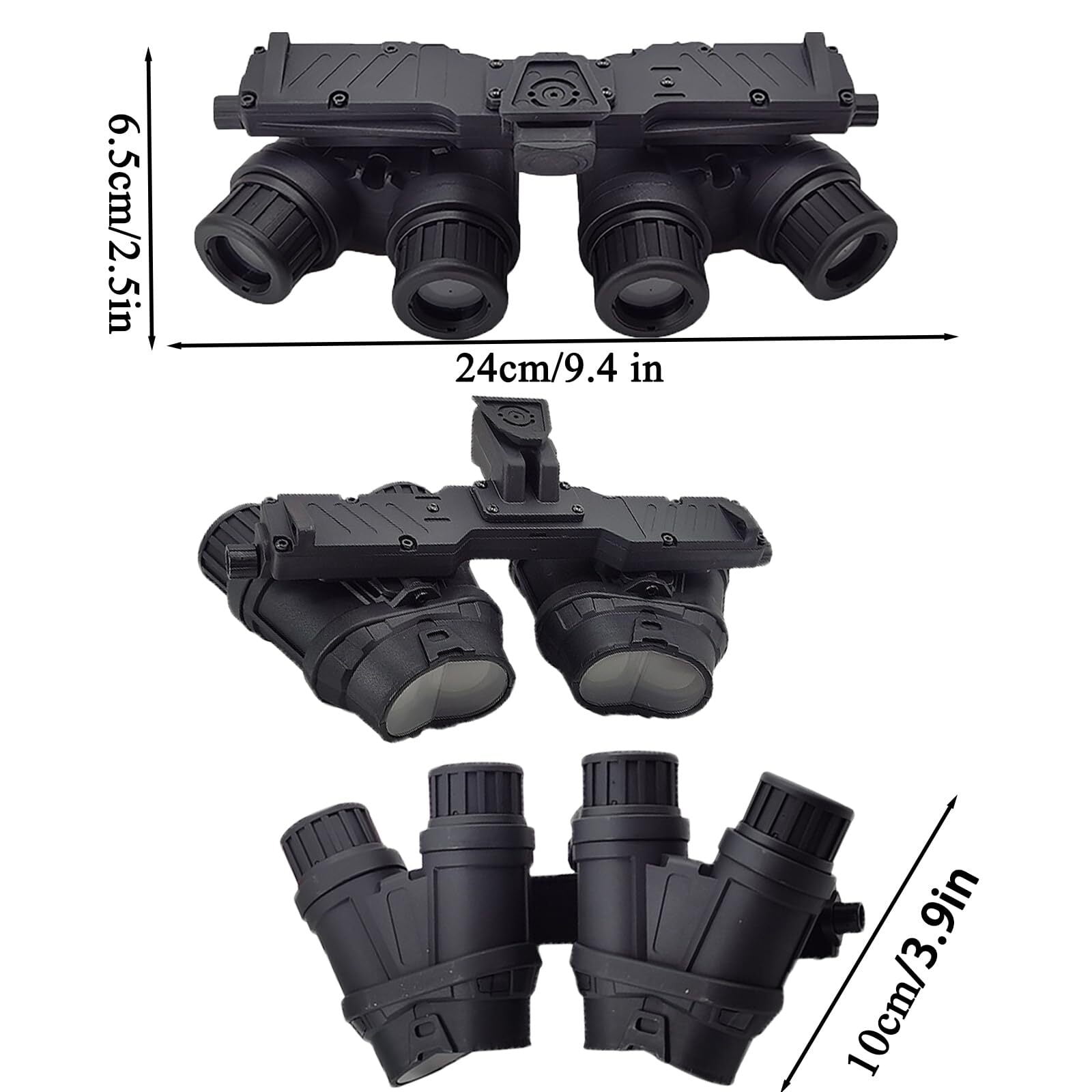 18 Night Vision Goggles Dummy Model with NVG Mount for PVS15/PVS18 - Four-Tube Binocular Tactical Helmet Prop for Cosplay and CS Games (Black)