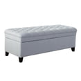 thumbnail image 6 of GZXS Multi-Purpose Storage Ottoman with Flip-Top Lid, Cozy Fabric Upholstered Bench with Wood Legs & Hidden Compartment, 50"L x 20.5"W x 18.25"H (Light Blue), 6 of 8