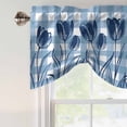 thumbnail image 5 of Tie Up Valances for Windows, Tulip Flowers Adjustable Valance Curtains Window Treatment for Living Room/Bedroom, Pastoral Floral Botanical Blue Plaid Rod Pocket Kitchen Curtains & Drapes 60x18 Inch, 5 of 9