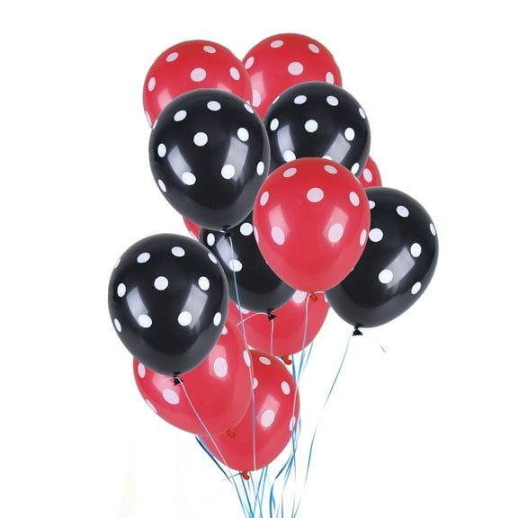 Worgeous 50 Pcs 12 Inch Dot Latex Balloon for Wedding Birthday Party Decoration (Red and Black)