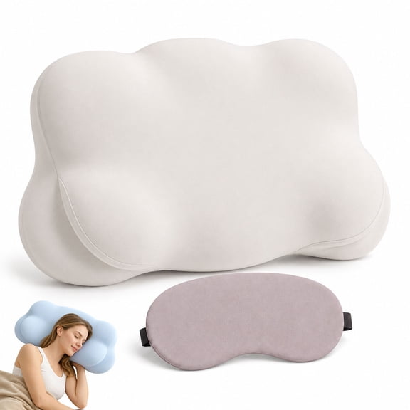 Cloud Pillow Mellow Sleep Pillow, Dual Height Contour Cervical Pillow For Back & Stomach Sleepers With Ergonomic Support