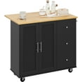 thumbnail image 4 of Sobaniilo Rolling Kitchen Island Cart with Folding Drop Leaf Breakfast Bar, Portable Trolley Island with Large Storage Cabinet, Shelf and Drawer, Black, 4 of 7