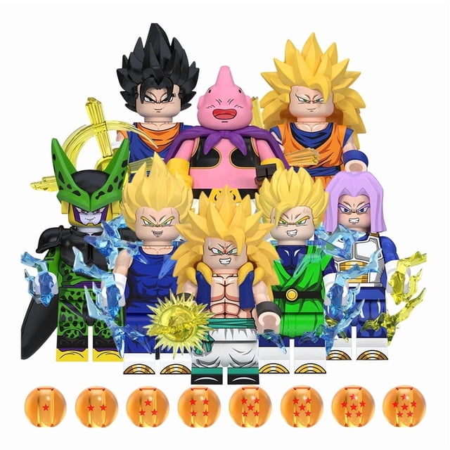 Set de 8 Minifiguras de Bloques de Construcción Dragón Ball Z – 4.5cm Figuras Articuladas de ABS para Niños y Coleccionistas